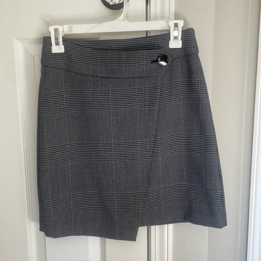 Plaid Mini Faux Wrap Skirt